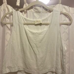 White Cropped Linen Top